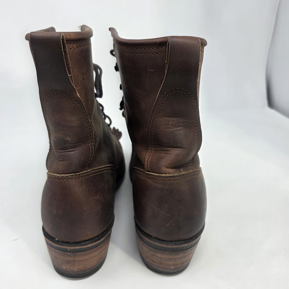 Santa Fe Boot Company Packer Logger 10 EE Work Lace Up WIDE Boots Brown Leather - Picture 8 of 16